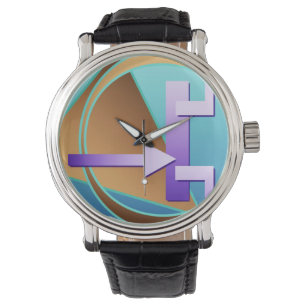 "Circuit Diagram" digital art print, turquoise Watch