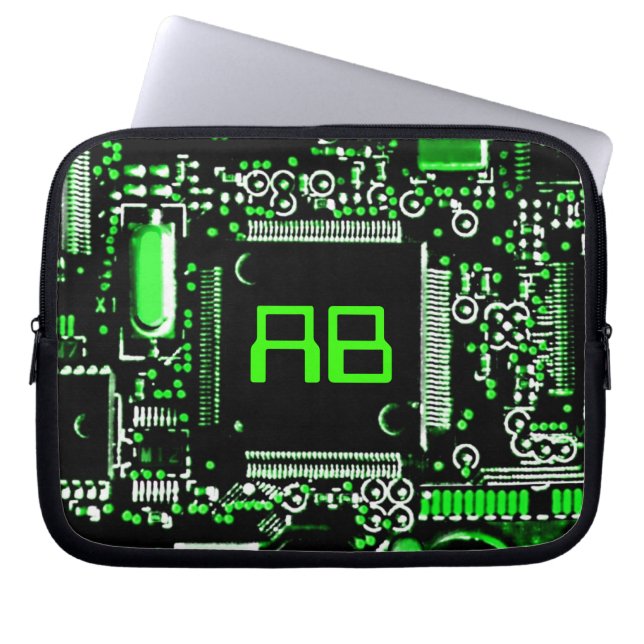 Circuit Green 2 monogram laptop sleeve 10" (Front)