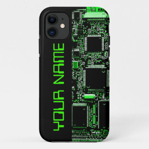 Circuit Green 2 "Name" iPhone case side black