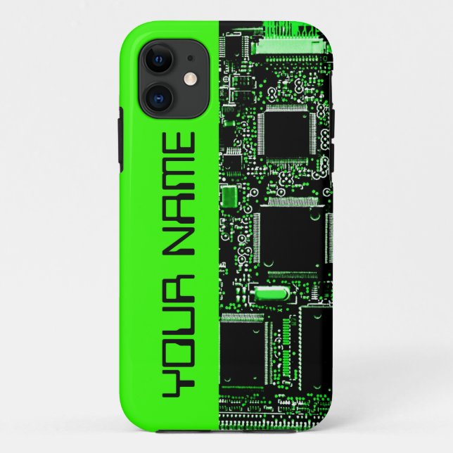 Circuit Green 2 "Name" iPhone case side green (Back)