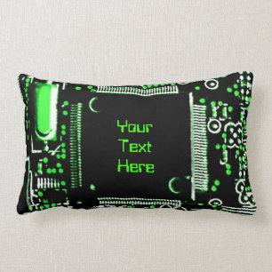 Circuit Green 2 'Your Text' throw pillow lumbar