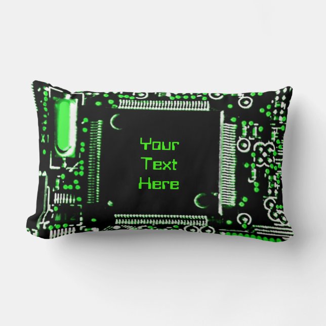 Circuit Green 2 'Your Text' throw pillow lumbar (Front)