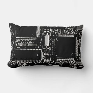 Circuit Noir et Blanc 2 jetons oreiller lumbar