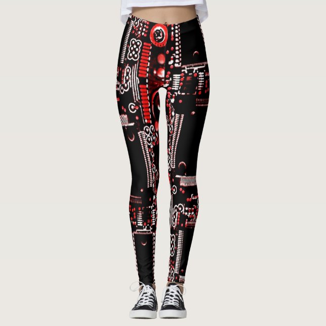 Circuit Red 2 all over leggings (Front)