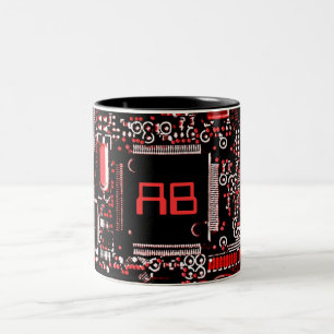Circuit Red 2 monogram mug