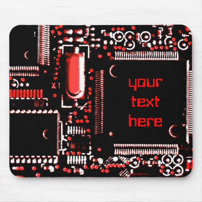 Circuit Red 2 'Your Text' mouspad Mouse Pad (Front)