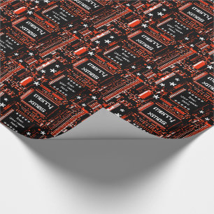 Circuit Red 'Merry Xmas from...' gift wrap