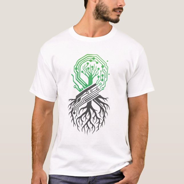 Circuit Tree Roots Tech Nature Geek T-Shirt (Devant)