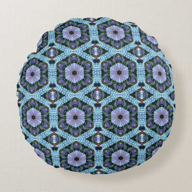 Circuitboard Fire Pattern Round Pillow (Front)
