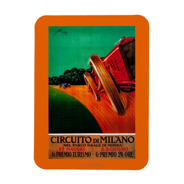 Circuito Di Milano Vintage PosterEurope Magnet (Vertical)