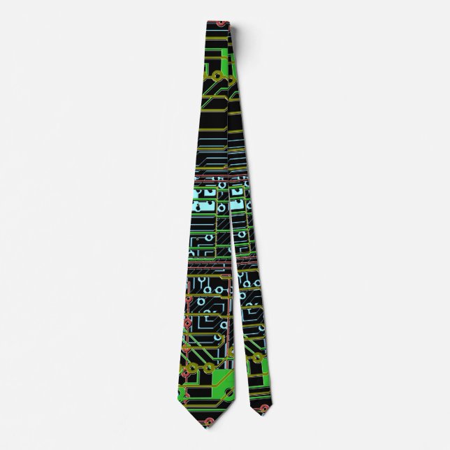 circuits circuit board  illustrated colour on blac tie (Front)