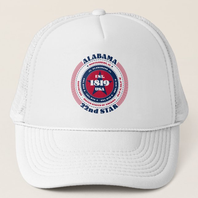 Circular Alabama State Patriotic Trucker Hat (Front)