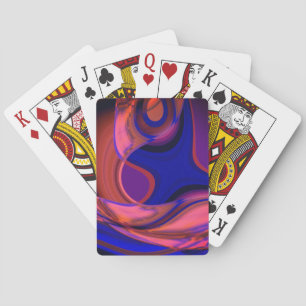 Circular and curved shapes in royal blue to copper playing cards