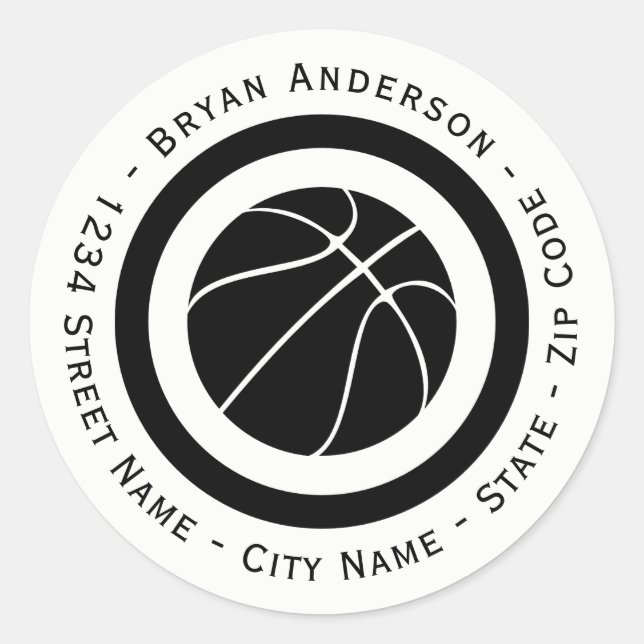 Circular Basketball Return Address Label (Front)