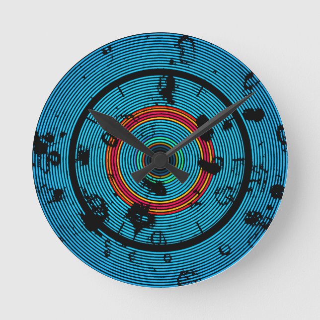 Circular Blue Abstract Pattern Round Clock (Front)