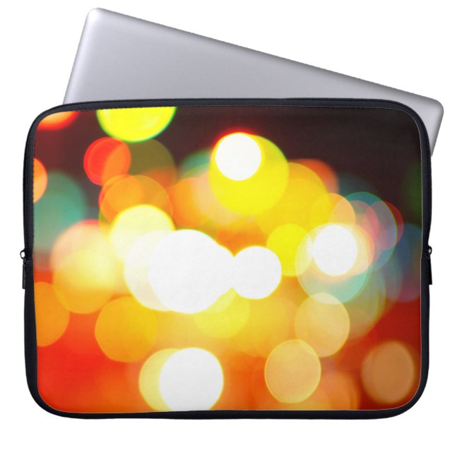 Circular Bokeh: Christmas Light Abstract Laptop Sleeve (Front)