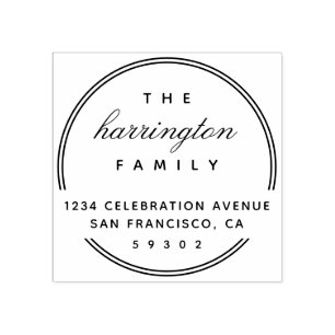 Circular Border Script Family Return Address Rubber Stamp