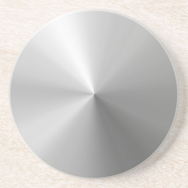 Circular Brushed Aluminum Textured Coaster (Front)