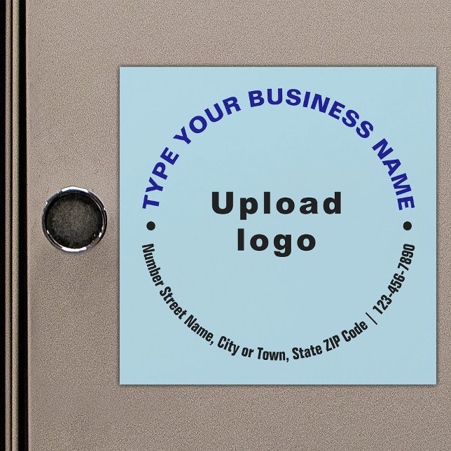 Circular Business Texts, Light Blue Magnetic Card (Build brand name awareness. Circular pattern texts of business brand on light blue magnetic card.)
