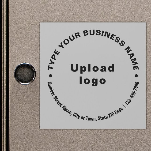 Circular Business Texts on Grey Magnetic Card (Build brand name awareness. Circular pattern texts of business brand on gray magnetic card.)