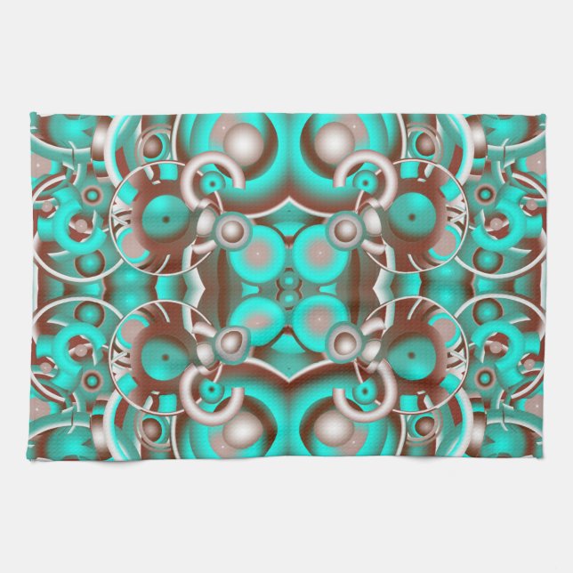 Circular Celestial Concentric Circles Pattern Kitchen Towel (Horizontal)