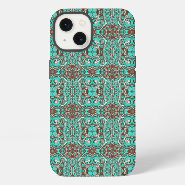 Circular Celestial Concentric Circles Patterned iPhone Case (Back)
