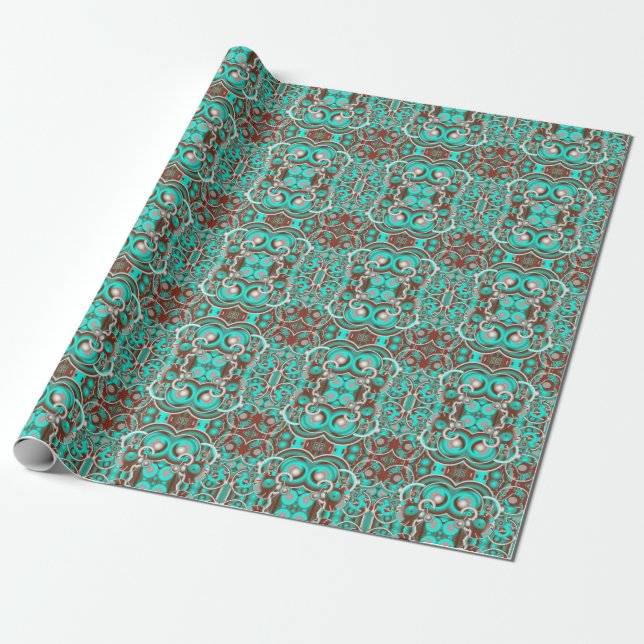 Circular Celestial Concentric Circles Patterned Wrapping Paper (Unrolled)