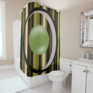 Circular circle green stripe showercurtain