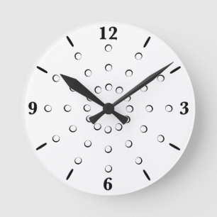 Circular Circles Twelve Times Pattern In Black Round Clock