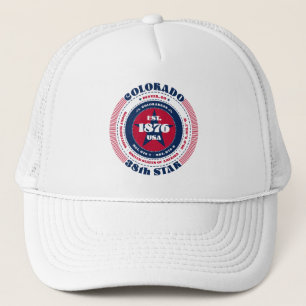 Circular Colorado State Patriotic Trucker Hat