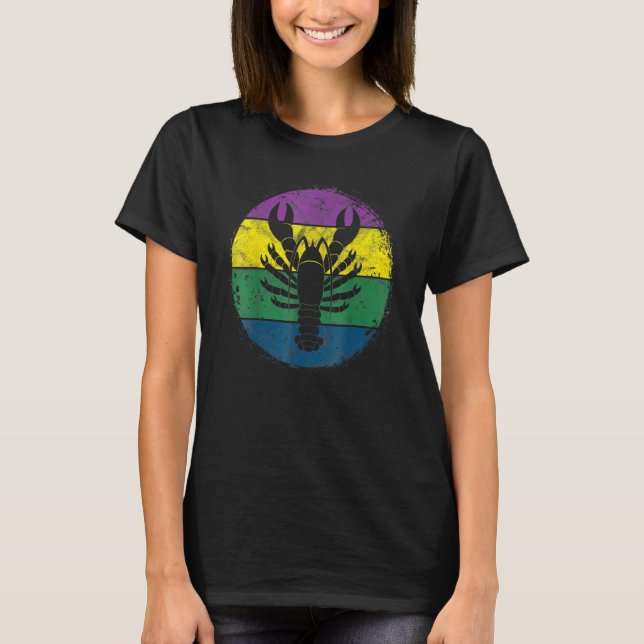 Circular Crawfish Silhouette Crab Mardi Gras Masqu T-Shirt (Front)