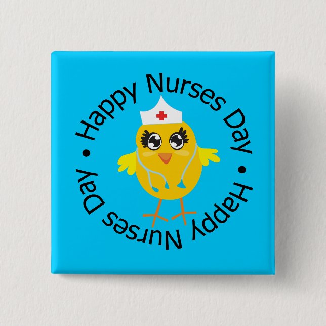 Circular Design Happy Nurses Day 2 Inch Square Button (Front)