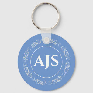 Circular design with Monogram Initials Keychain