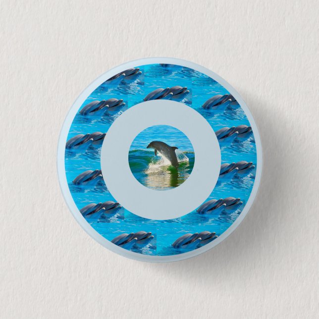 Circular Dolphin Pattern, 1 Inch Round Button (Front)