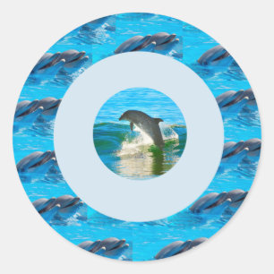 Circular Dolphin Pattern, Classic Round Sticker