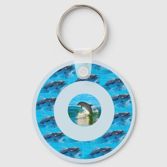 Circular Dolphin Pattern, Keychain (Front)