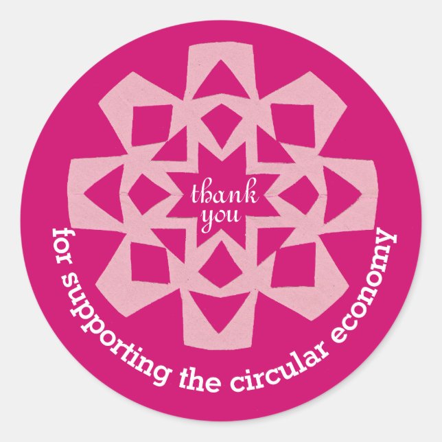 Circular economy thank you sticker pink snowflake (Front)