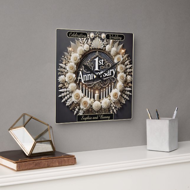Circular Elegance for Anniversary Bliss Square Wall Clock (Office)