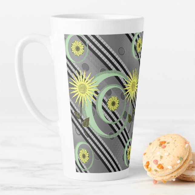 Circular Floral Stripe Latte Mug (In Situ)