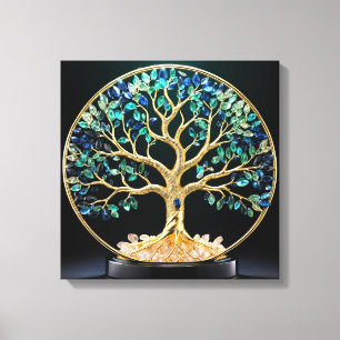 Circular Gemstone Tree of Life Canvas Print