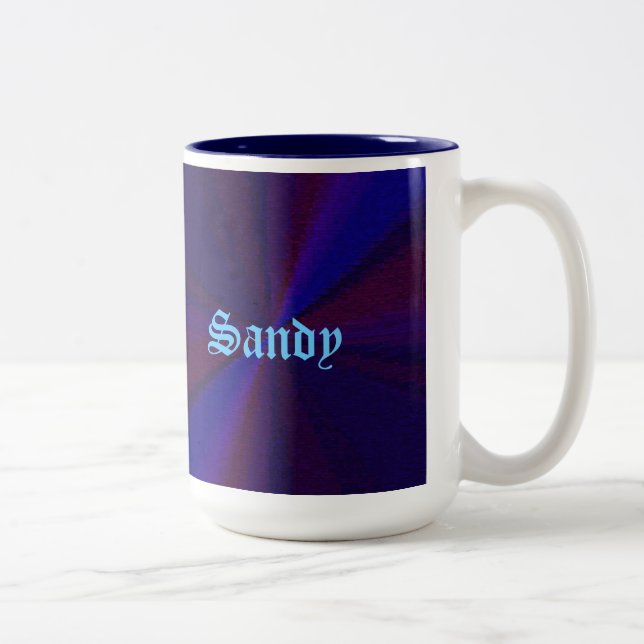 Circular Gradient Patchwork Blue to Purple Two-Tone Coffee Mug (Right)