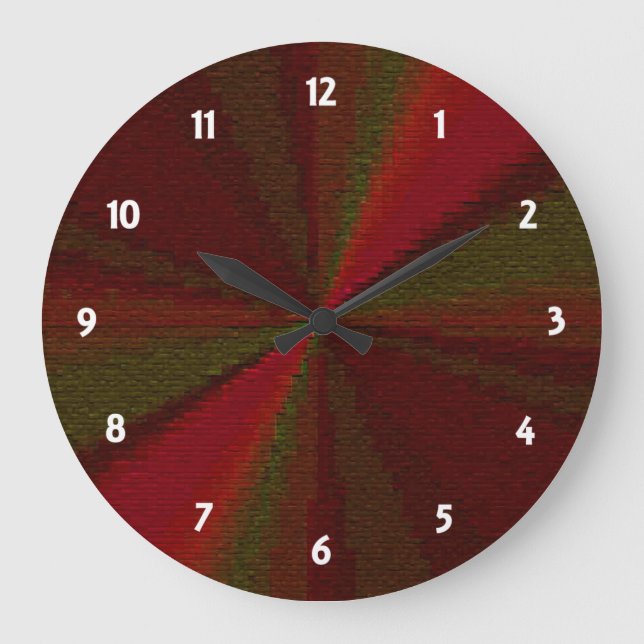 Circular Gradient Patchwork Red to Green Large Clock (Front)