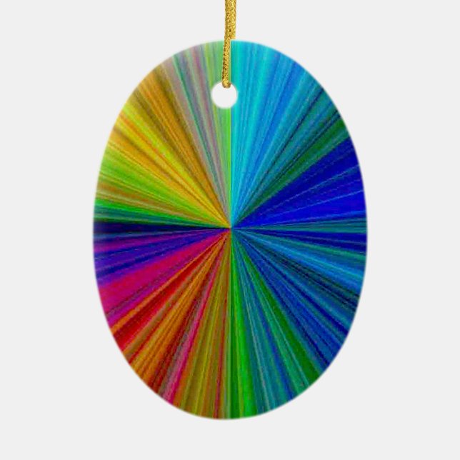 Circular Gradient Rainbow Ceramic Ornament (Front)