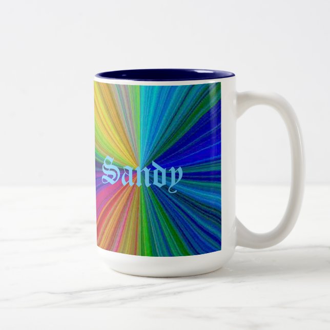 Circular Gradient Rainbow Two-Tone Coffee Mug (Right)