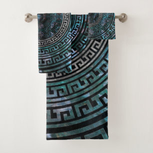 Circular Greek Meander Pattern - Greek Key Bath Towel Set