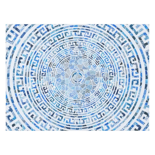 Circular Greek Meander Pattern - Greek Key Ornamen Tablecloth (Front (Horizontal))