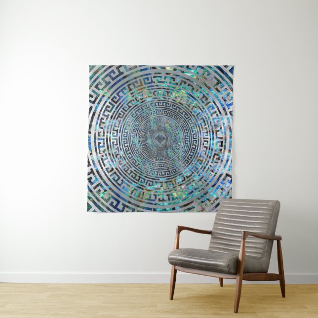 Circular Greek Meander Pattern - Greek Key Tapestry (In Situ)