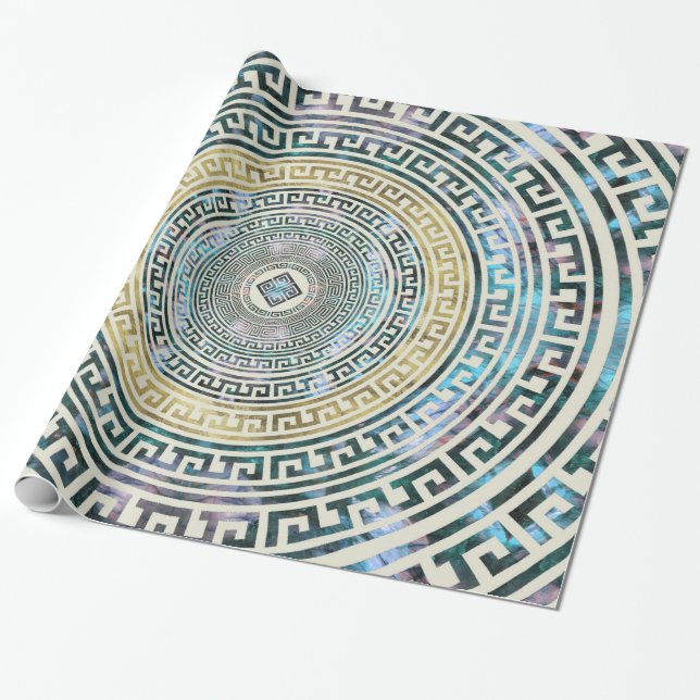 Circular Greek Meander Pattern - Greek Key Wrapping Paper (Unrolled)