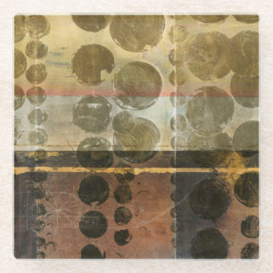 Circular Green Droplets Glass Coaster