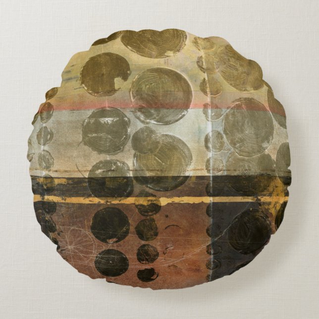 Circular Green Droplets Round Pillow (Front)